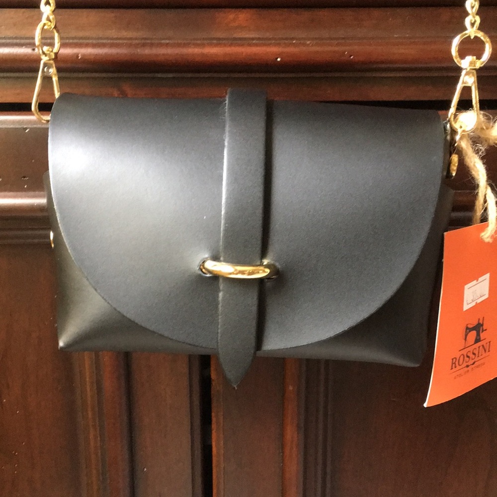 Italian leather small black handbag